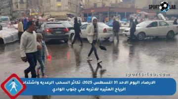 الأرصاد اليوم الأحد 31 أغسطس 2025: تكاثر السحب الرعدية واشتداد الرياح المثيرة للأتربة على جنوب الوادي